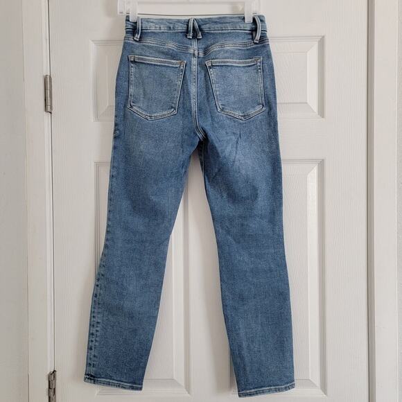 Good American High Rise Distressed Straight Leg Jean Medium Wash Size 6/28 - Picture 2 of 5